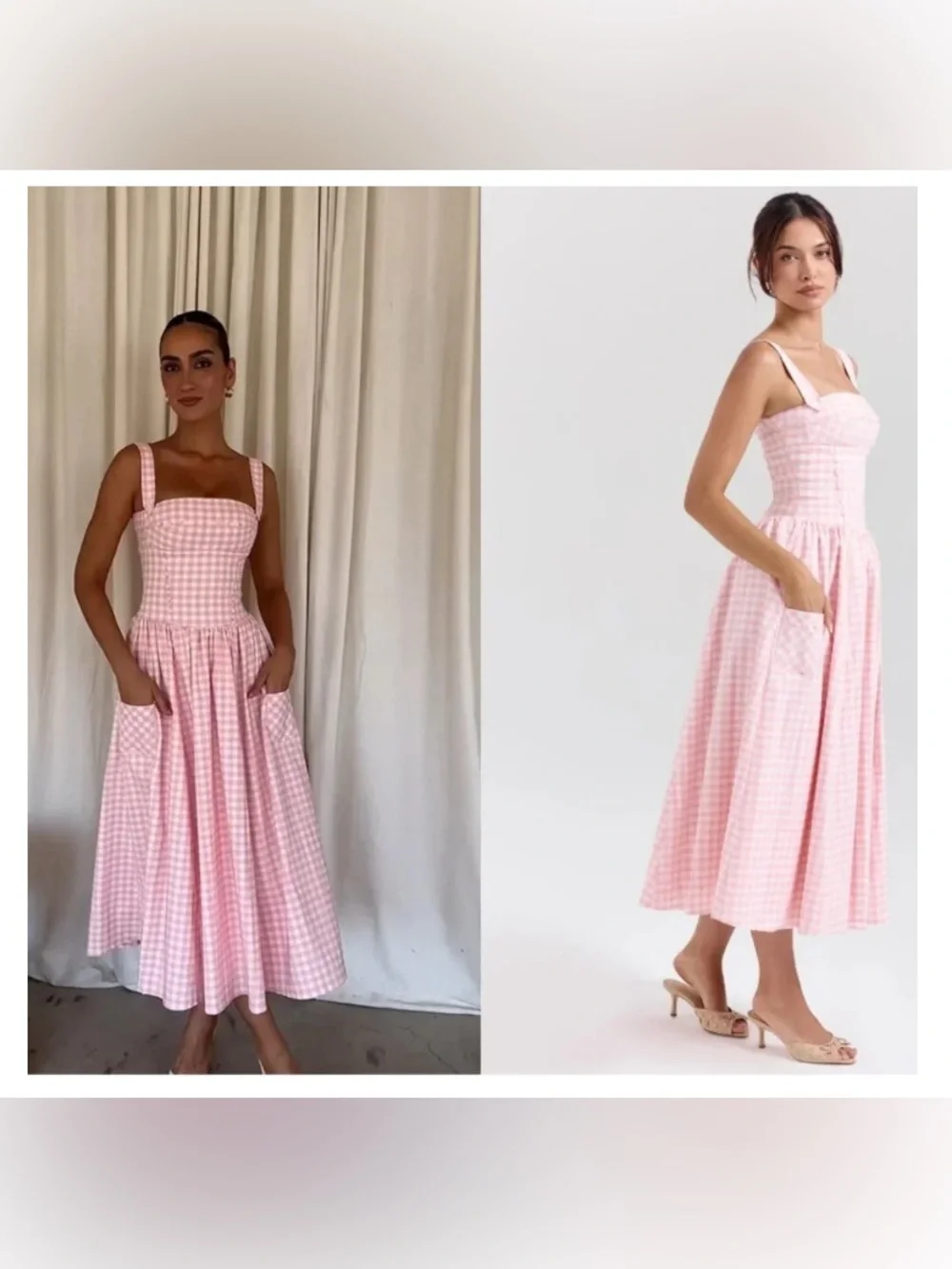 House of CB Vivien pink strawberry shortcake midi dress with pocket - Picture 2 of 5